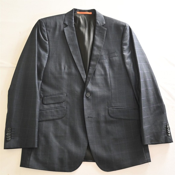 Ben Sherman 40S Blue Check 100% Wool Mens Blazer Suit Jacket Sport